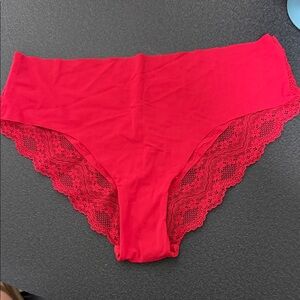 Red Lace-Trim Women's Hipster Panty - Brand Not Visible